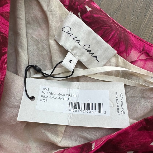 Cara Cara Mattera Floral One Shoulder Maxi Dress Pink Enchanted Tie Sz 4 w/ tags - Picture 4 of 11